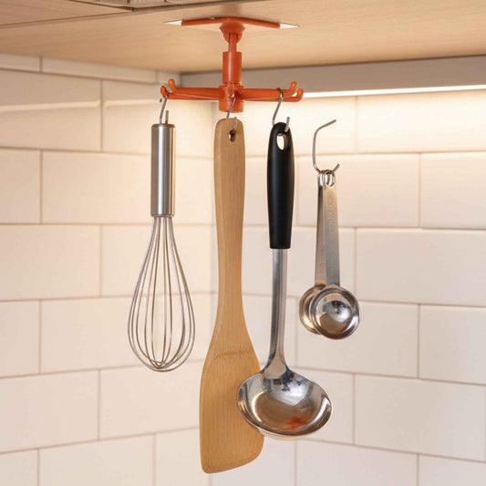 Orange 360 Rotating Wall Mounted Kitchen Utensils Hook Stand (1 Pc)
