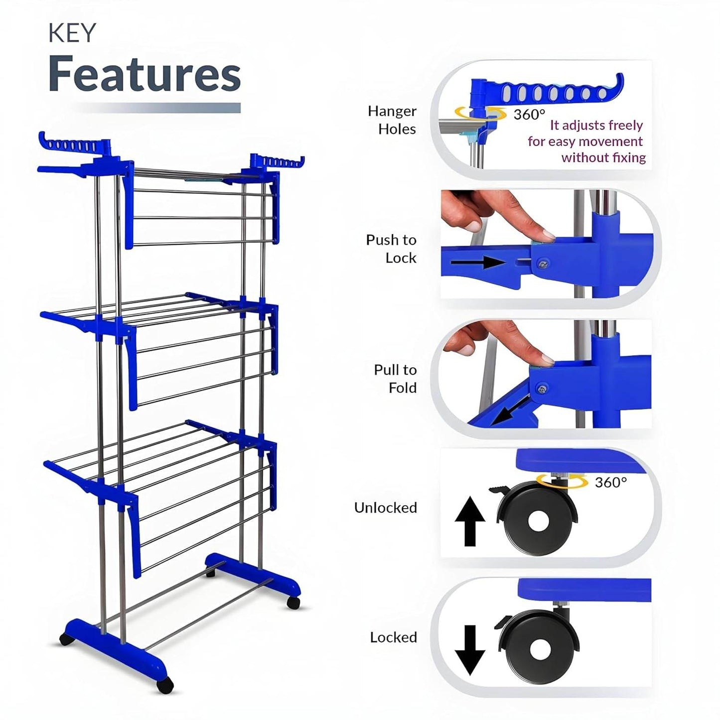 Foldable Stainless Steel Clothes Drying Stand Rack - Best Deals at BeSh Deals®
