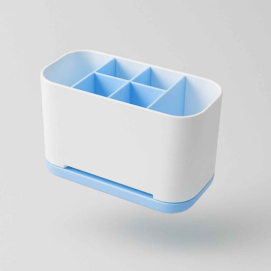 6 Compartment Multi Purpose Organizer Toothbrush Holder Stand Plastic Caddy (1 Pc)