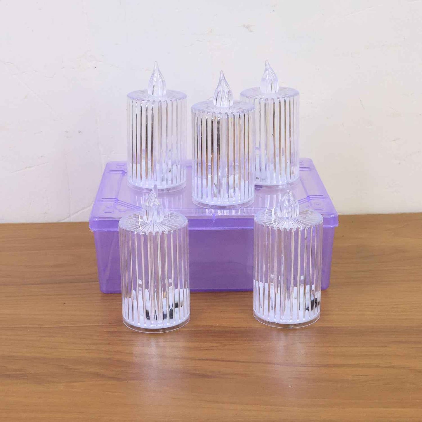 Premium Crystal Effect Led Flameless Candle Lights (5 Pc)