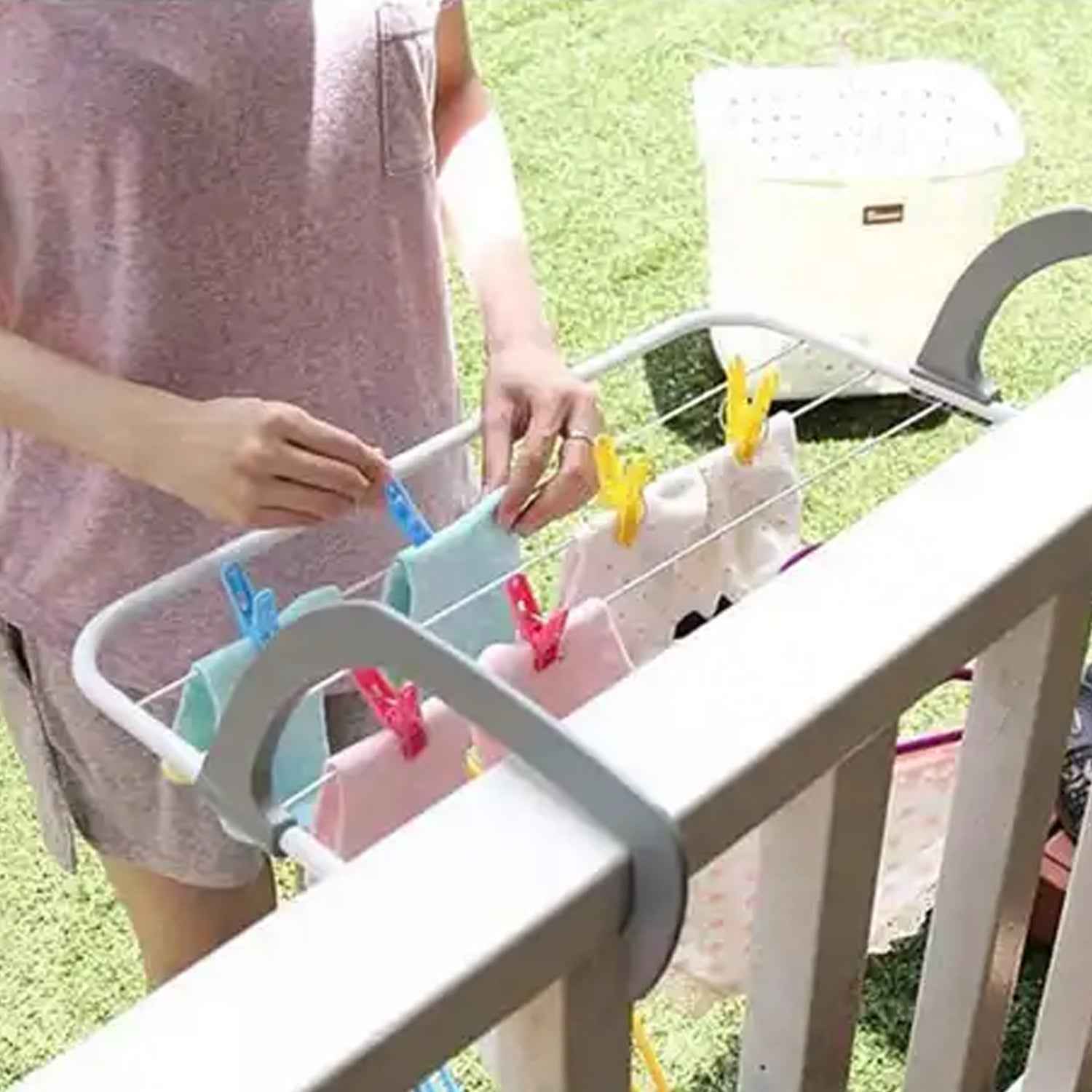 0333 Metal Steel Folding Drying Rack For Clothes Balcony Laundry Hanger For Small Clothes Drying Hanger Metal Clothes Drying Stand Socks And Plant Storage Holder Outdoor  Indoor Clothes-towel Drying Rack Hanging On The Door Bathroom