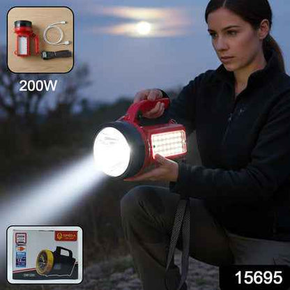 Omega 200w High Power Led Laser Torch Light With Side Emergency Light Panel (1 Pc)