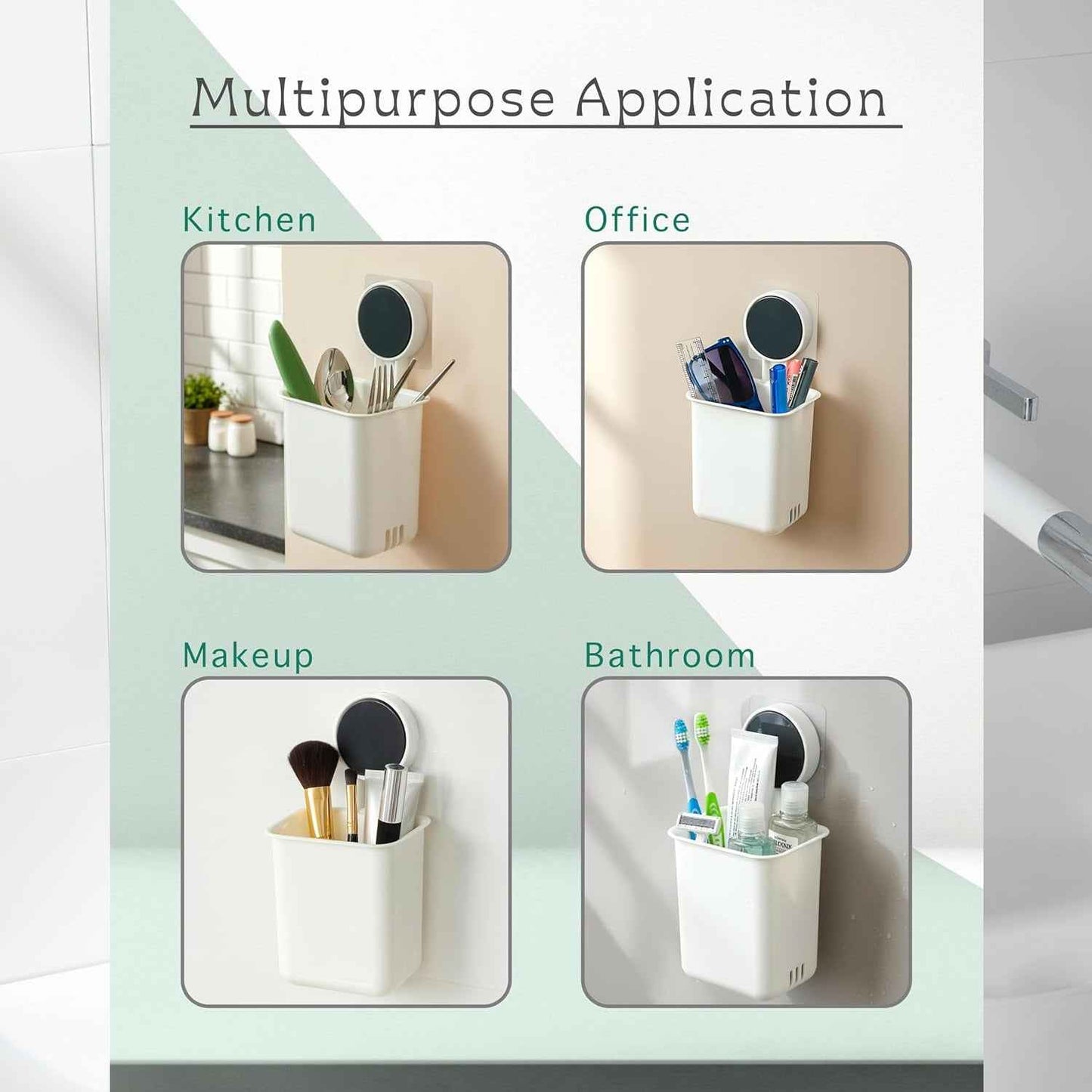 Wall Mounted Bathroom Storage Organizer Cup Set (2 Pc Set)