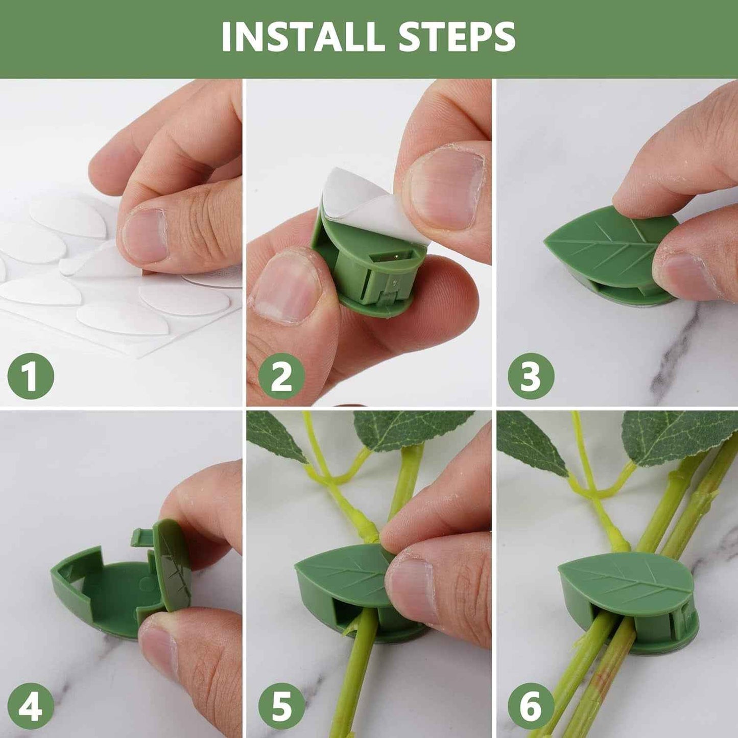 0311  Plant Climbing Wall Fixture Clip Self-adhesive Hook Vines Traction Invisible Stand Green Leaf Plant Clip Garden Wall Clip Plant Support Binding Clip Plants For Indoor Outdoor Decoration (30 Pcs Set)