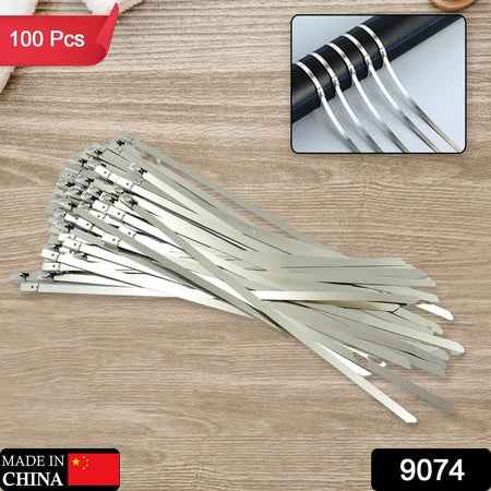 9074 Stainless Steel Cable Tie Used For Solar Industrial And Home Improvement Multipurpose High Strength Self-locking Zip Ties Multi-purpose Tie Portable Rustproof 100pcs Wide Application Zip Tie Set For Building ( 4.6x 200mm  100 Pcs Set)