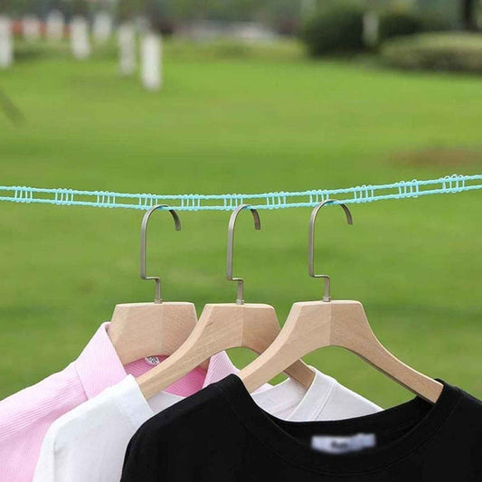 8861 3 Meters Windprood Anti-slip Clothes Washing Line Drying Nylon Rope With Hooks Durable Camping Clothesline Portable Clothes Drying Line Indoor Outdoor Laundry Storage For Travel Home Use (3 Mtr.)