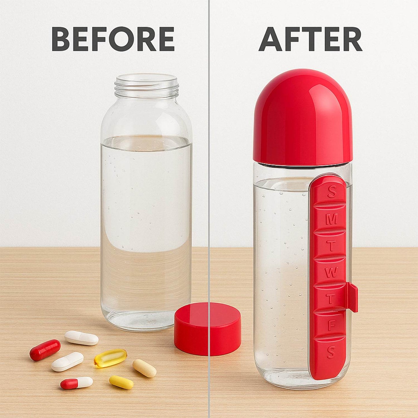Water Bottle With Built-in 7-day Pill Organizer Approx 900ml (1 Pc) - Best Deals at BeSh Deals®