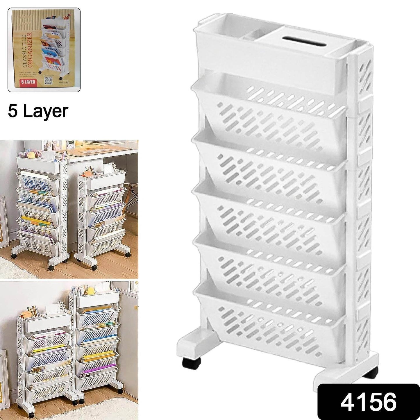Movable Bookshelf Large Capacity Rotatable Plastic Rolling Organization Shelf  Rack - Best Deals at BeSh Deals®
