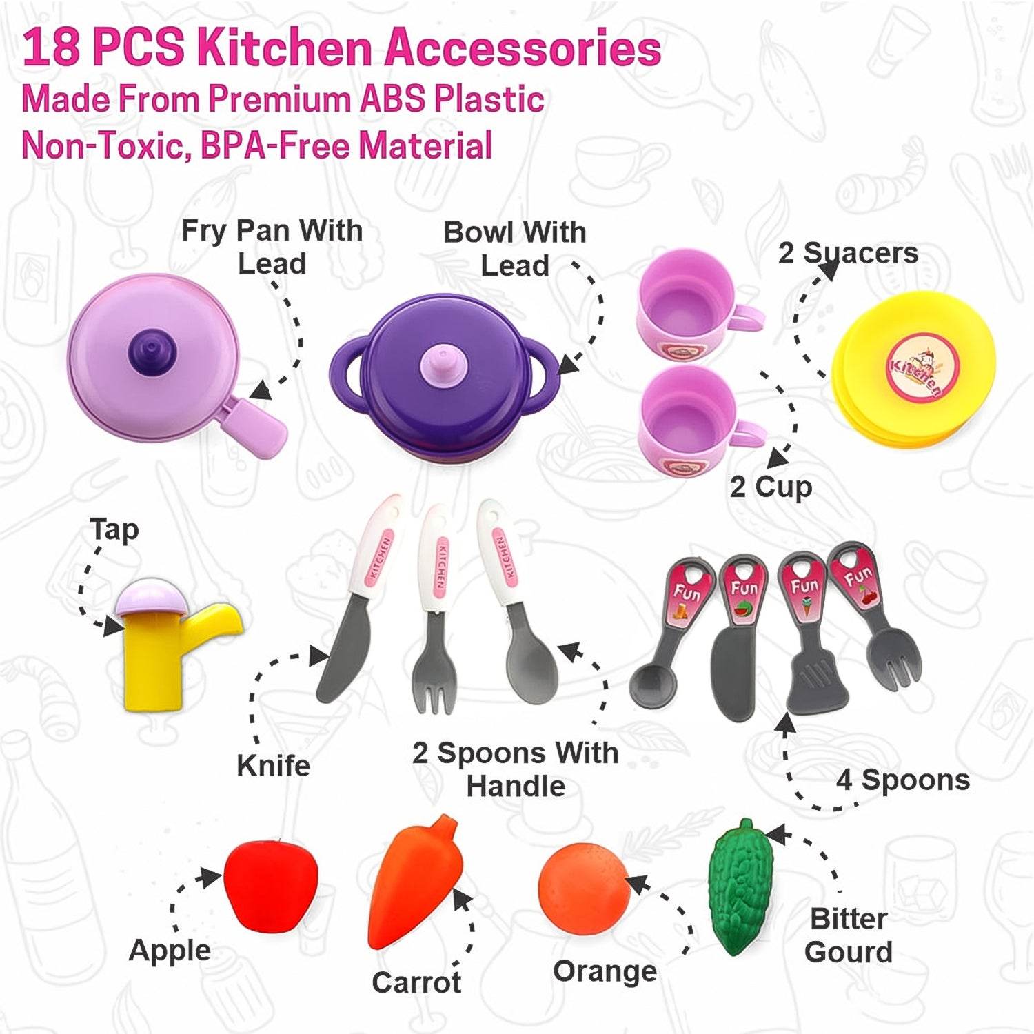 Kitchen Set For Kids Girls Pretend Play Toys Little (23 Pcs Set Approx) - Best Deals at BeSh Deals®