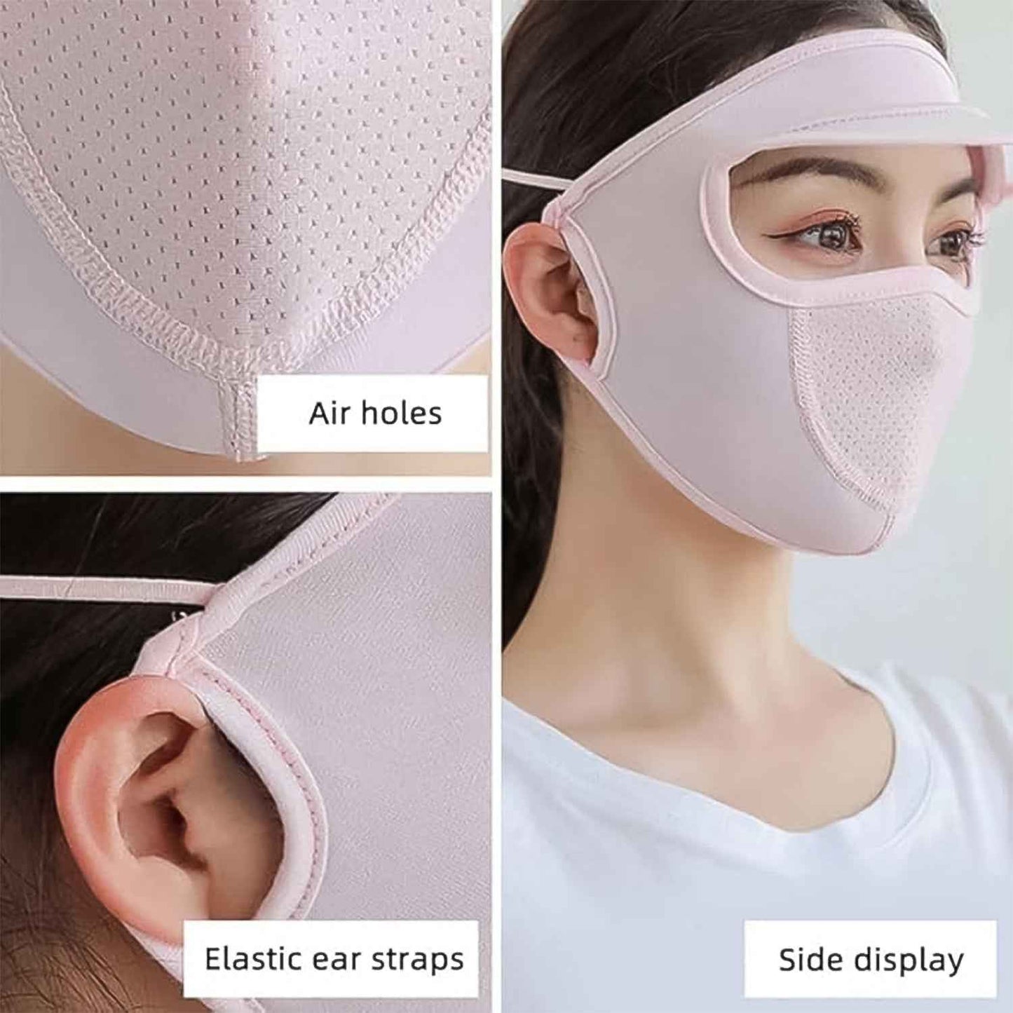 Womens Full Face Uv Protection Cap With Built In Mask And Wide Brim Visor Breathable (1 Pc) - BeSh Deals®
