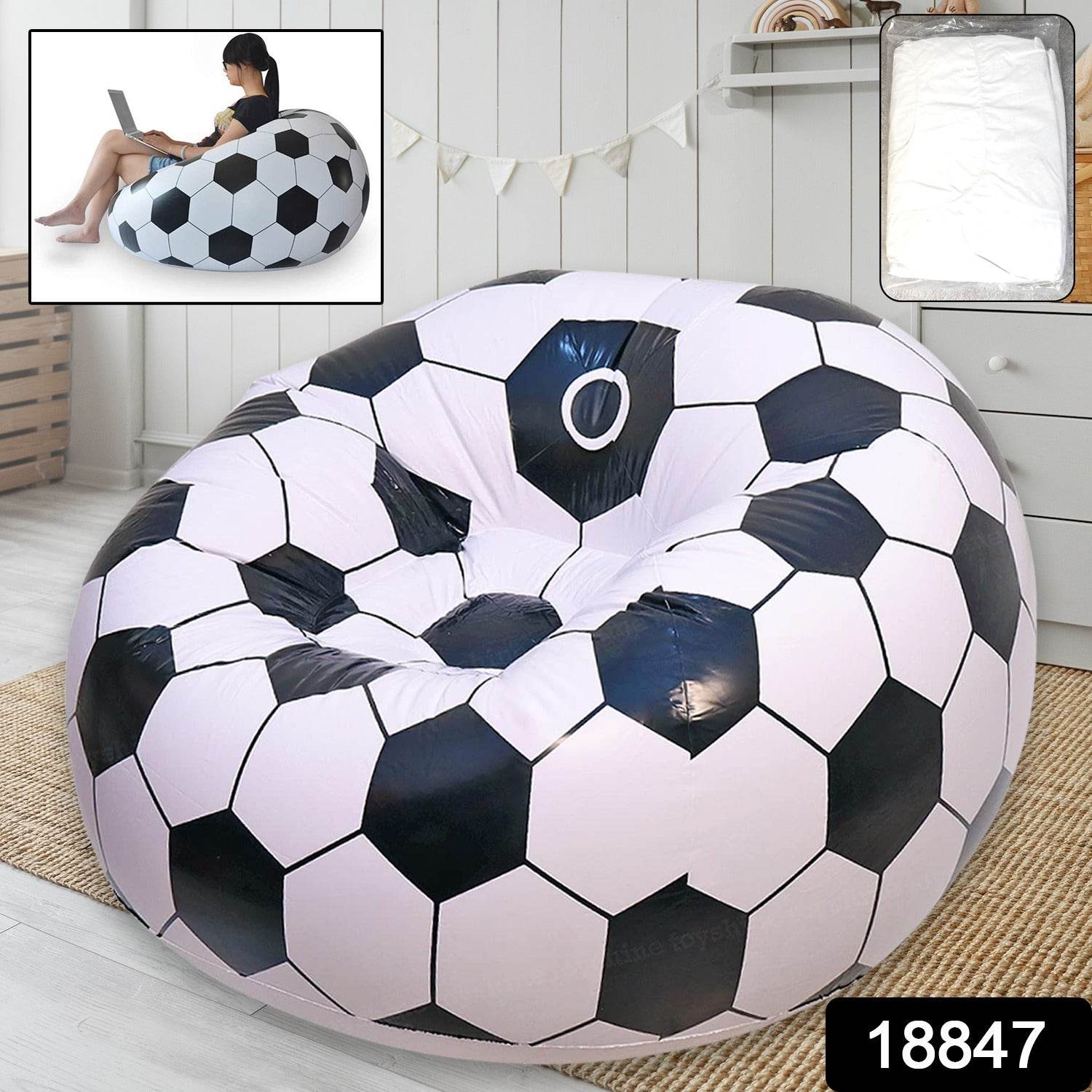 Foldable Sofa Cartoon Style Inflatable Folding Chair Ball Chair Inflatable Sofa For Adults Kids Size (110cm X 80cm) - Best Deals at BeSh Deals®
