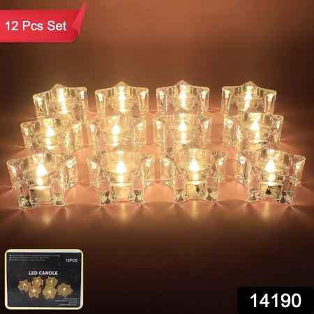 Set Of 12 Led Crystal-effect Flameless Smokeless Candles
