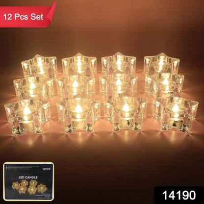 Set Of 12 Led Crystal-effect Flameless Smokeless Candles