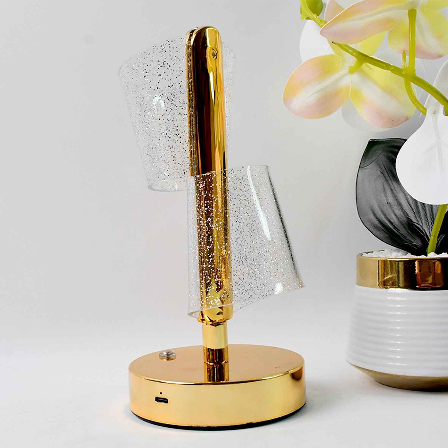Modern Luxury Crystal Led Double Shade Table Lamp (1 Pc)