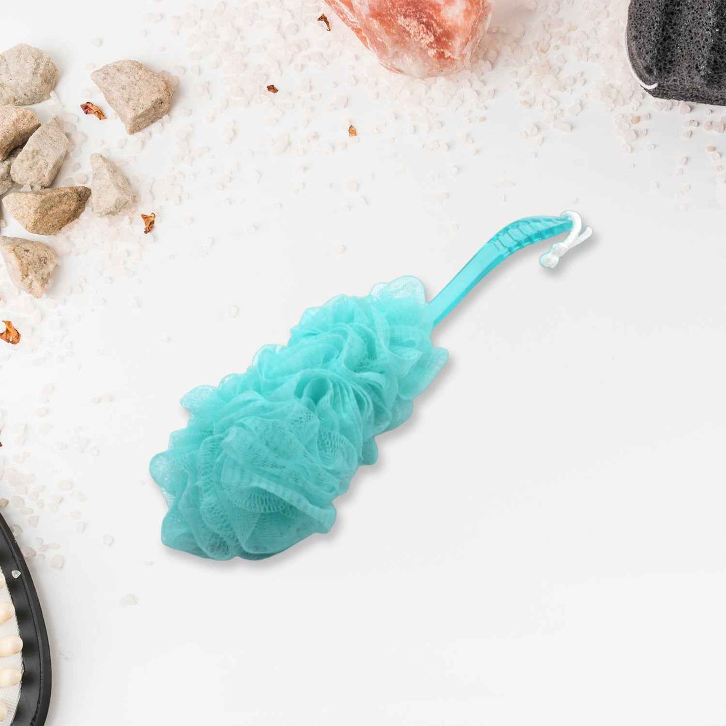 6702a Loofah Back Scrubber For Shower Long Handle Bath Sponge Shower Brush Soft Nylon Mesh Back Cleaner Washer Body Bath Brush For Women And Men Bathroom Shower Accessories (45 Cm)
