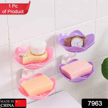7963 Dabble Layer Flower Self Draining Soap Dish Holder Bathroom Shower Soap Holder Dish Storage Plate Tray For Bathroom Kitchen Bathtub