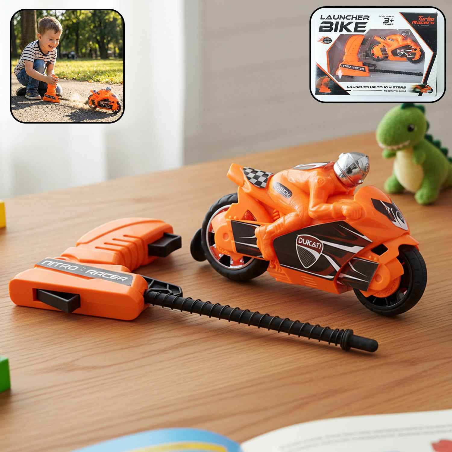Launcher Bike Racing Toy For Kids With Manual Pull Launcher