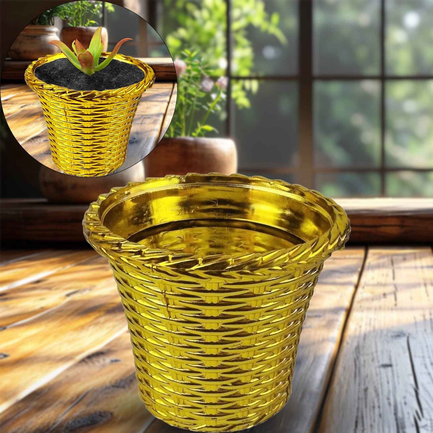 Plastic Flower Valencia (Pot) Home And Outdoor (1 Pc)