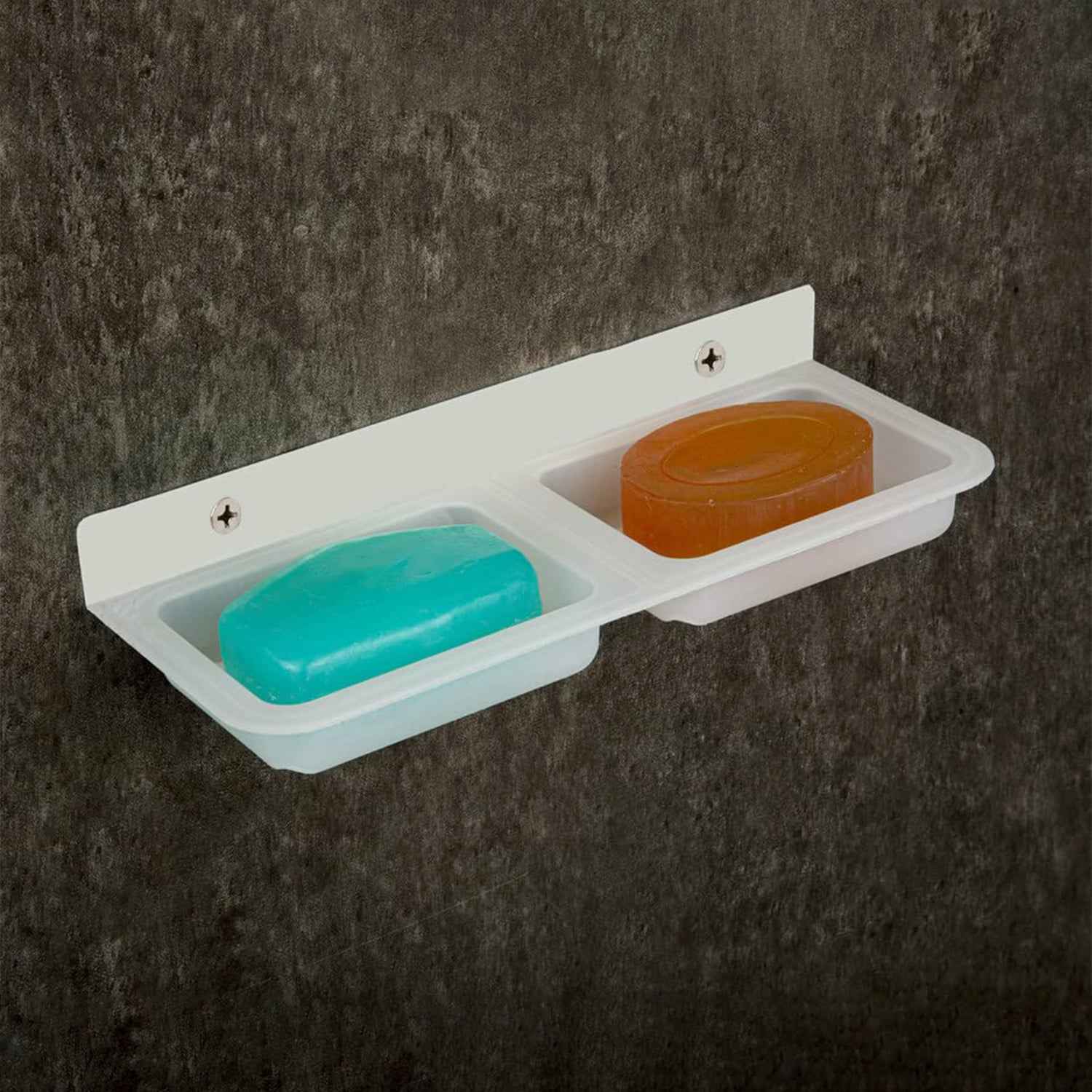 Wall Mounted Double Compartment Soap  Sponge Holder (1 Pc)