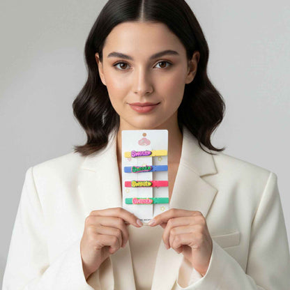 Sweet Text Decorative Hair Clip Set (4 Pc)