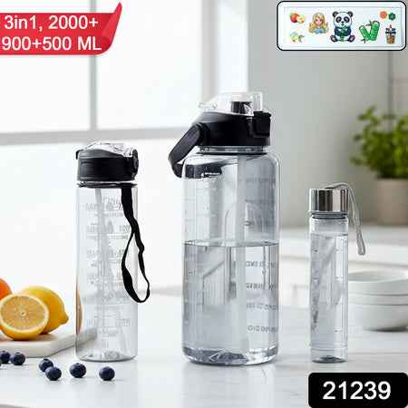 3 In 1 Multipurpose Water Bottle Set(2000 Ml+ 900 Ml+ 500 Ml 3 Pc Set)