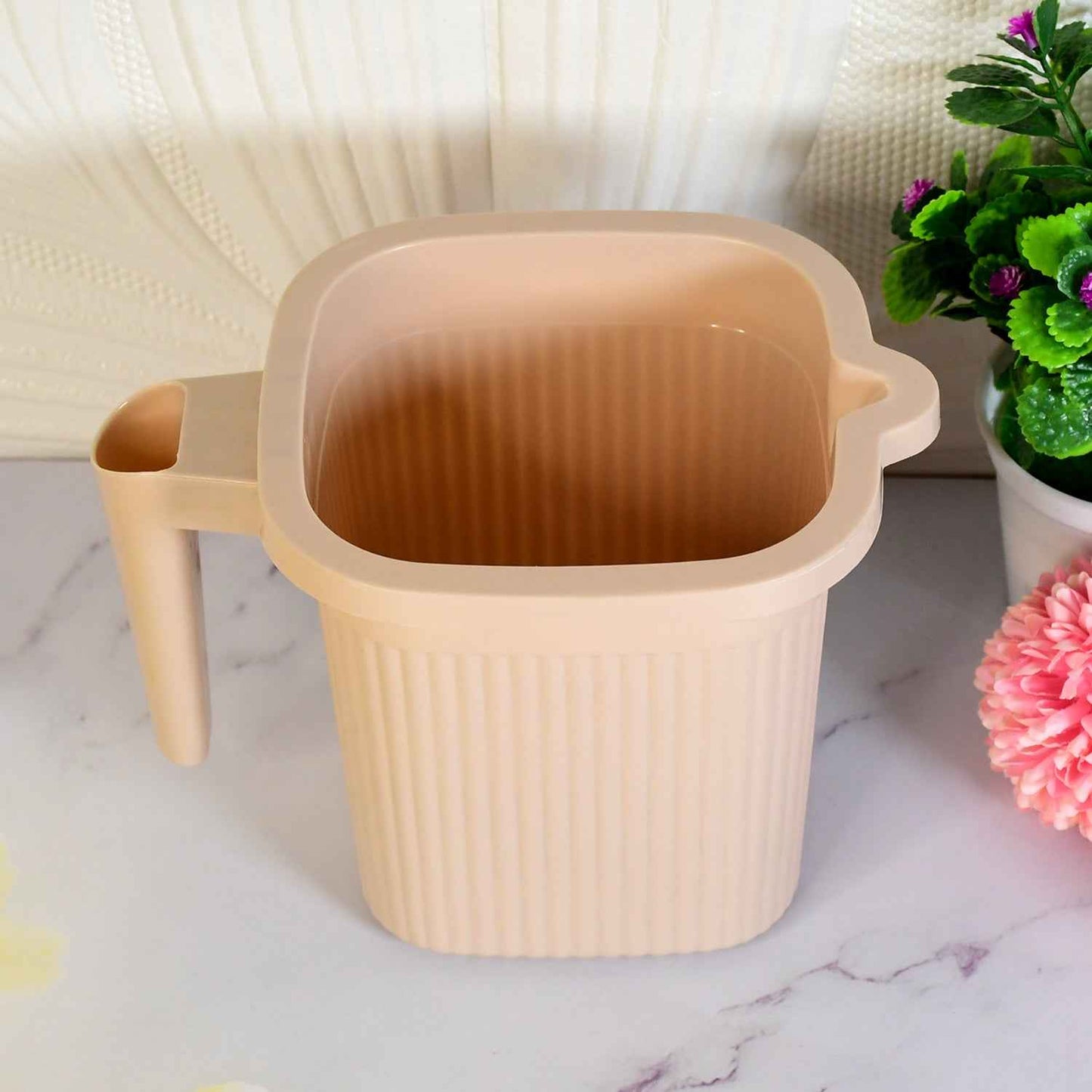 Plastic Square Bath Water Mug (4 Pc  1000 Ml  Mix Color)