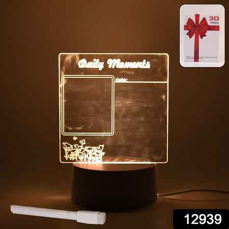 12939 Creative Visualization Lamp 3 Dacrylic Decorative Lamp For Creative Keeps Notes Drawing Table Lamp For Home Decor  Bedroom  Gift  Office Decoration  Erasable Board (Heart-shape  1 Pc)