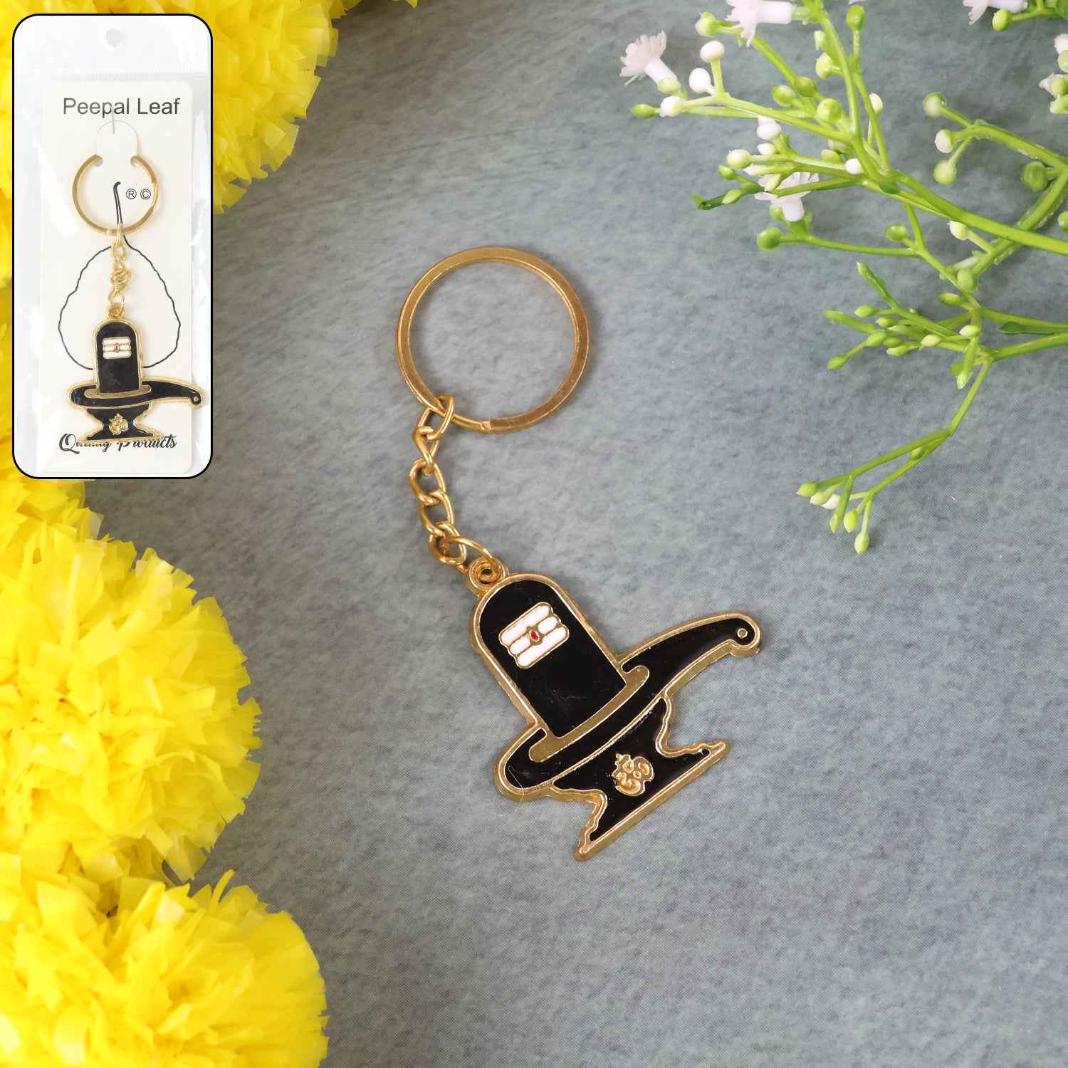 Shivling Trishul Metal Keychain Set (5 Pc Mix Design)