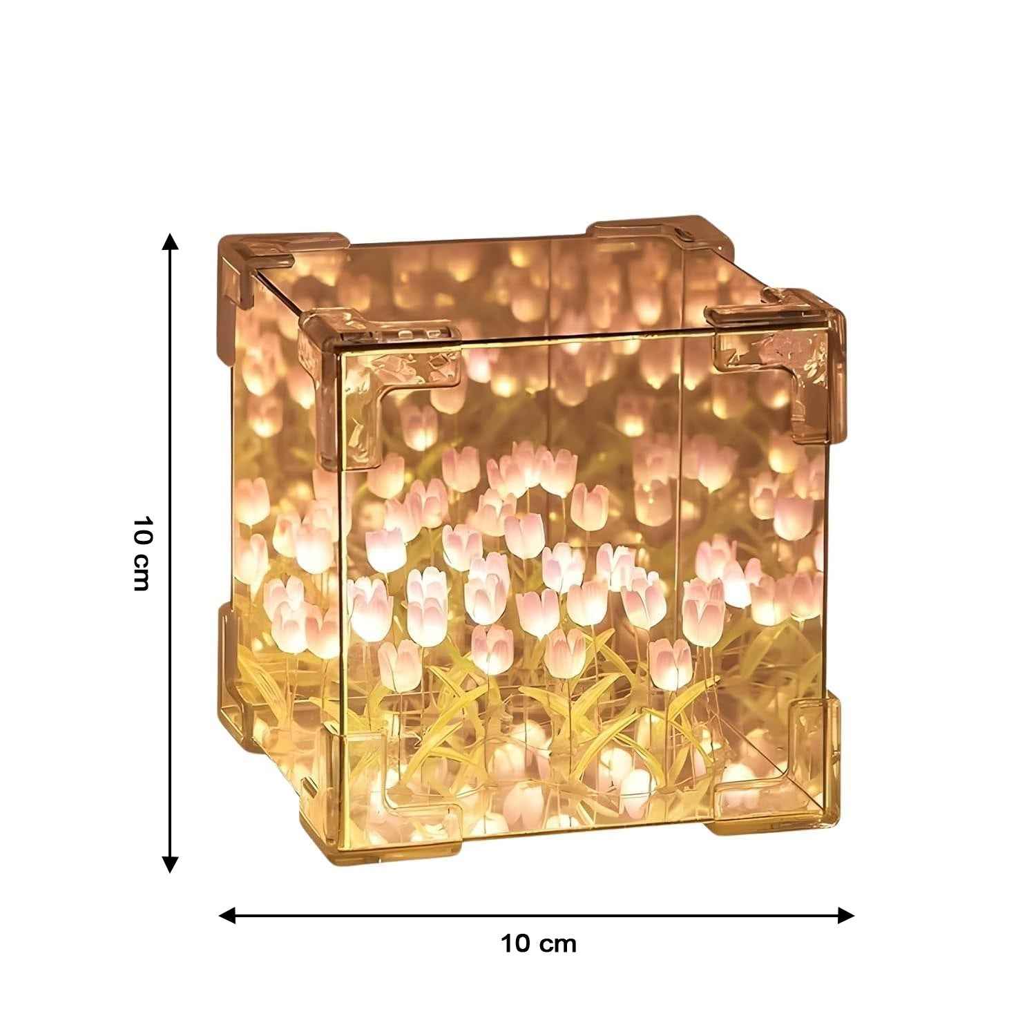 Decorative Tulip Flower Led Cube Night Lamp Set (1 Set  Mix Color)