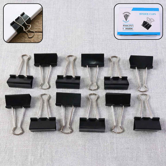 Extra Large Heavy-duty Black Binder Clips Set (41 Mm 12 Pc)