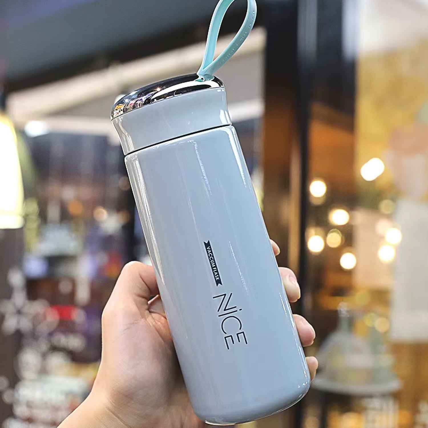 Water Bottle 400ml Leak Proof Glass Water Bottle With Daily Water Intake For Gym And Children Nice Bottle (1 Pc  Light Blue Color)
