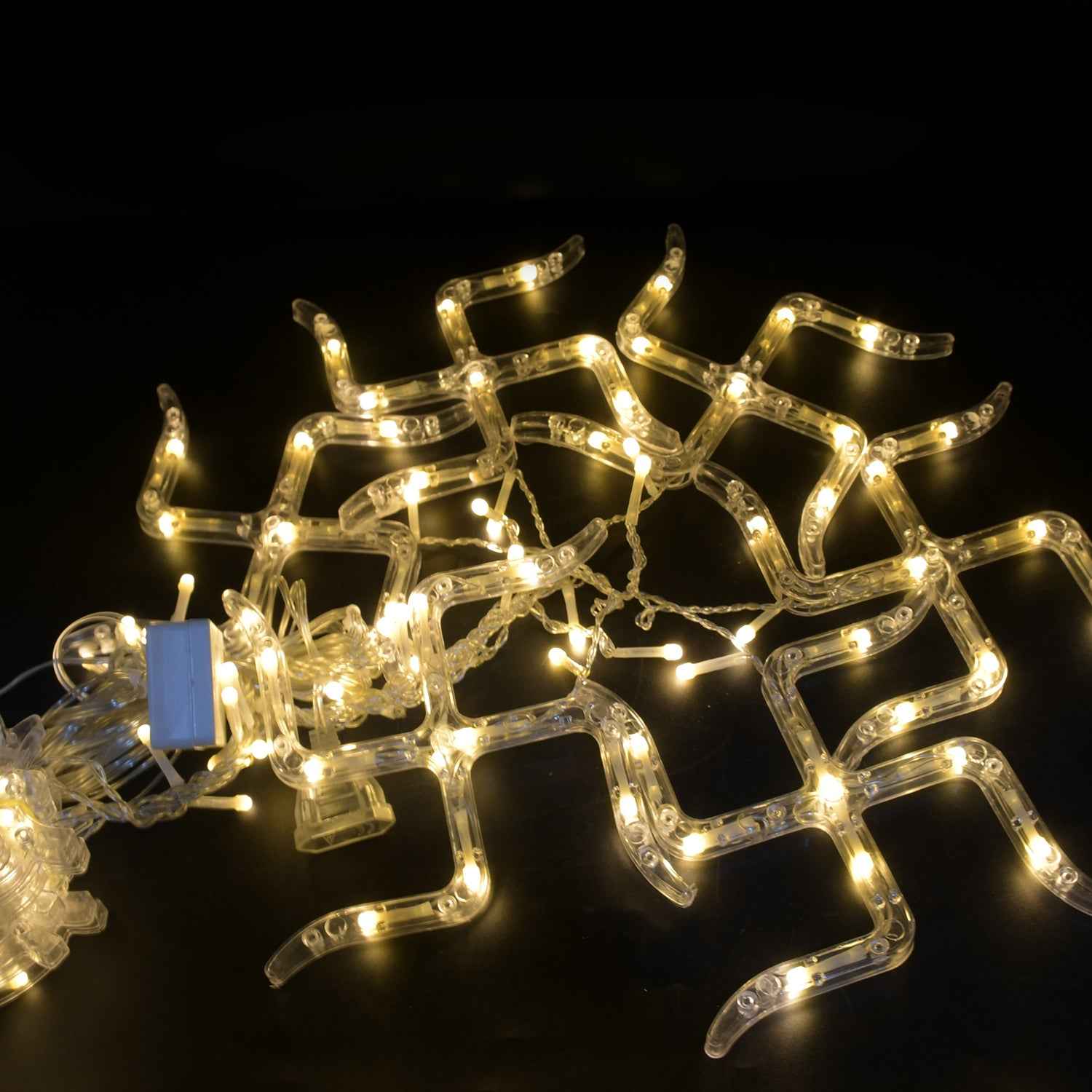 8320 Swastik Om Curtain Decorative Lights String Lights With 12 Hanging Props138 Led Diwali Decoration Items For Home Decor Night Light Room Lights For Bedroom Balcony Decor.