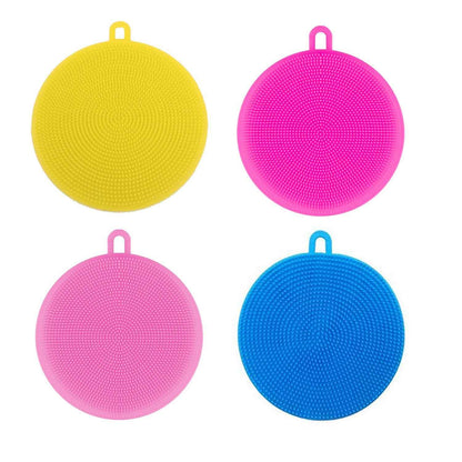 6078 Silicone Dish Scrubber Sponge Mildew Free Non Stick (Mix Color)