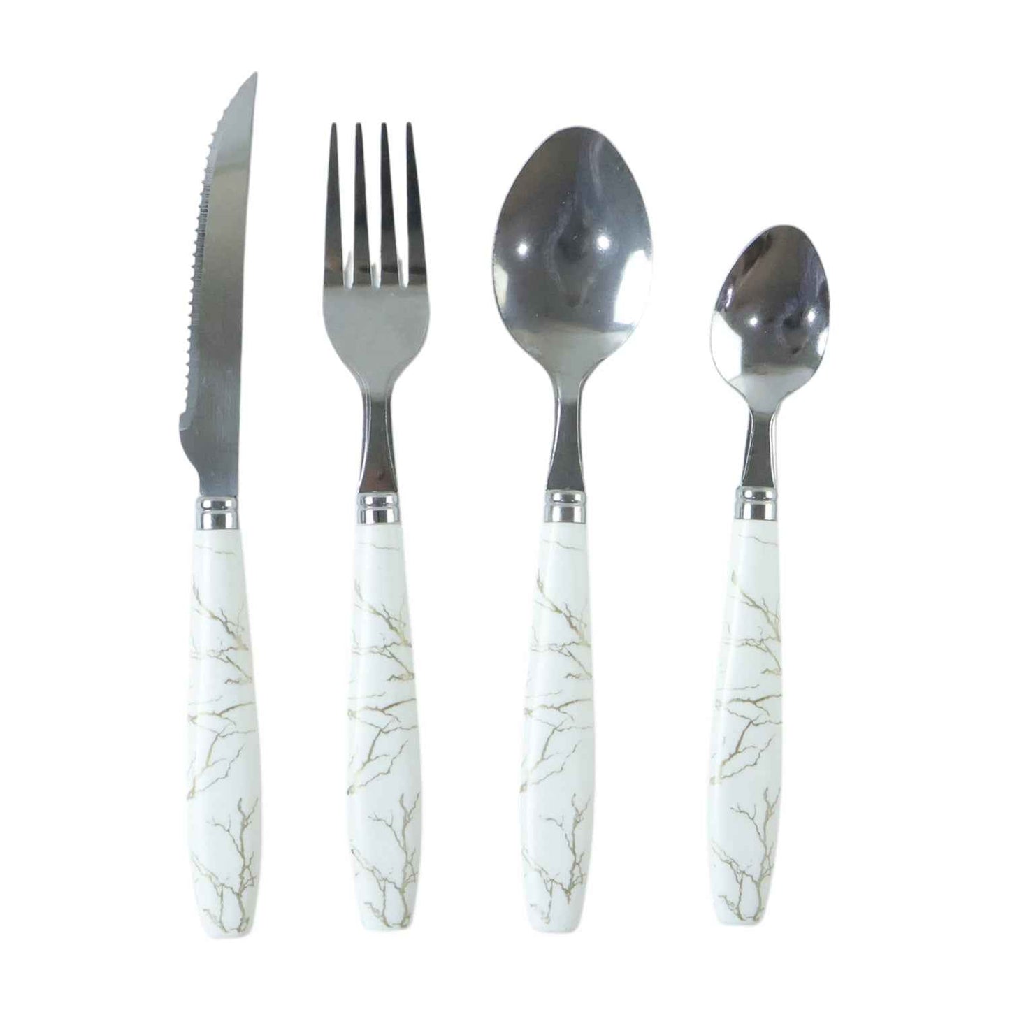 Stainless Steel Cutlery Set With Marble Design Handle (4 Pc  Set)