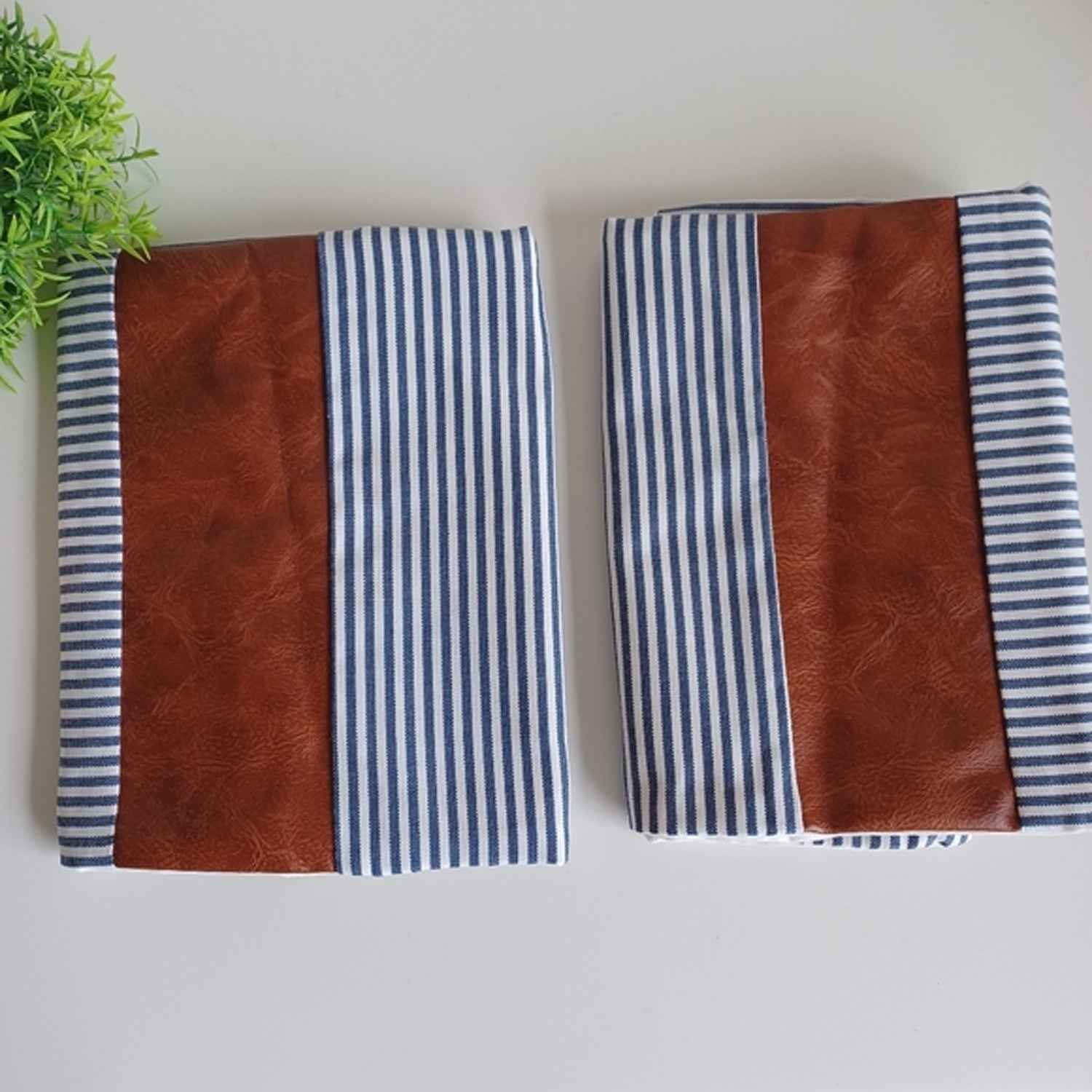Pillow Covers Leather  Cotton Cushion Covers (16  16 Inch  1 Pair  2 Pc)