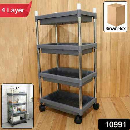 4-layer Rolling Storage Cart With Wheels Set