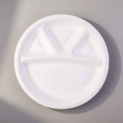 Vegnar 4 Compartment Disposable Food Serving Plate Set (10 Pc)