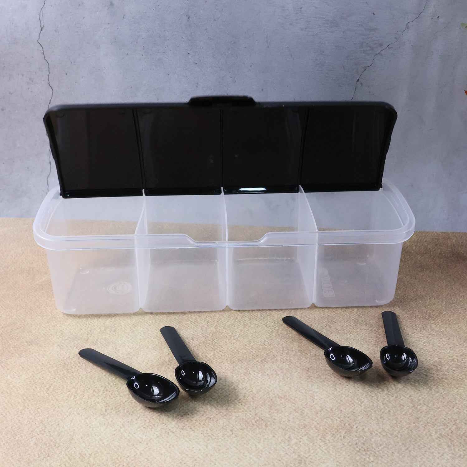 Kitchen Multipurpose Air-tight 4 Sections Storage Containers  Masala Box (1 Set)