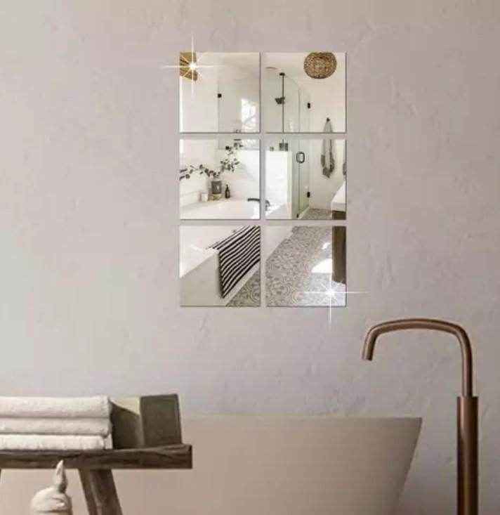 4 Big Square Silver 3D Acrylic Mirror Wall Sticker - Best Deals at BeSh Deals®