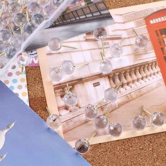 Transparent Crystal Head Push Pins Set For Notice Board (30 Pc)