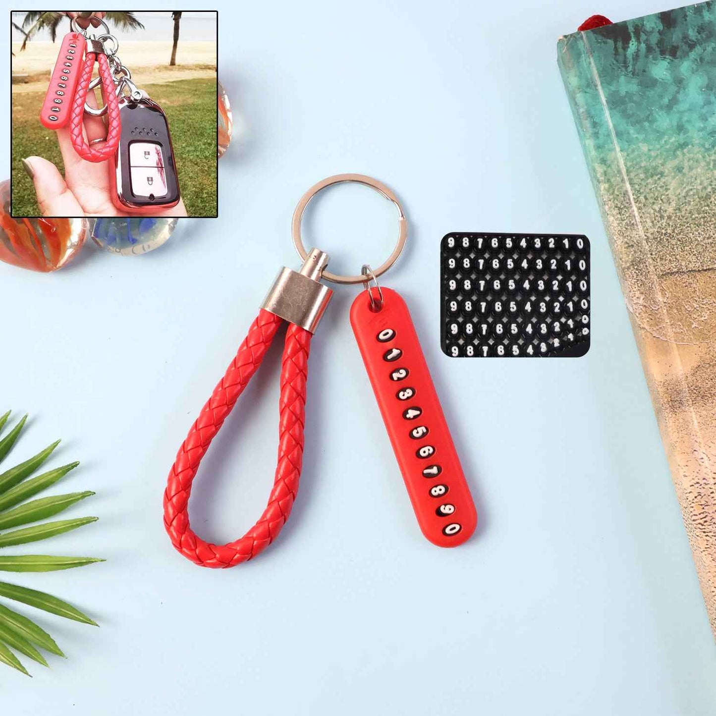 Anti-lost Keychain With Number Plate  1 Pc