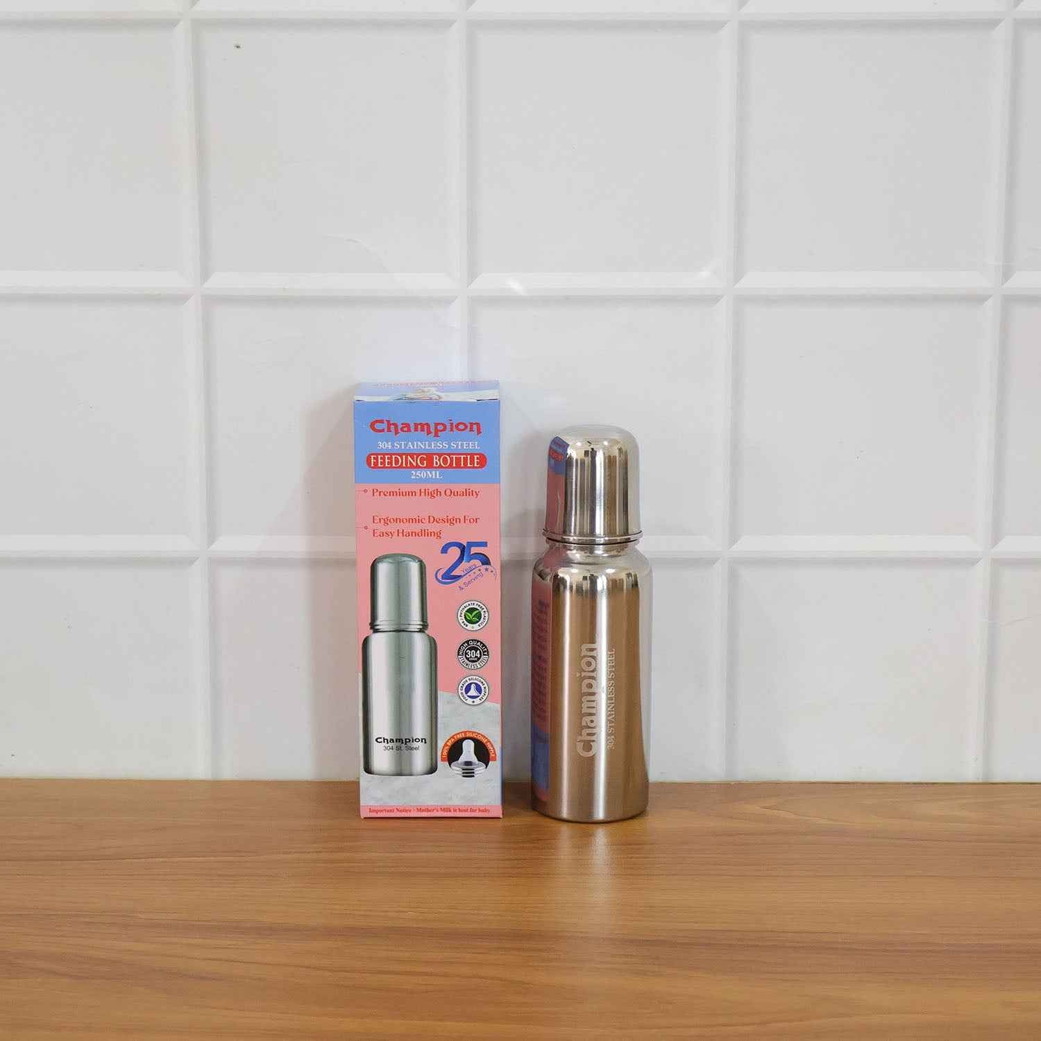 Stainless Steel Baby Feeding Bottle 250 Ml