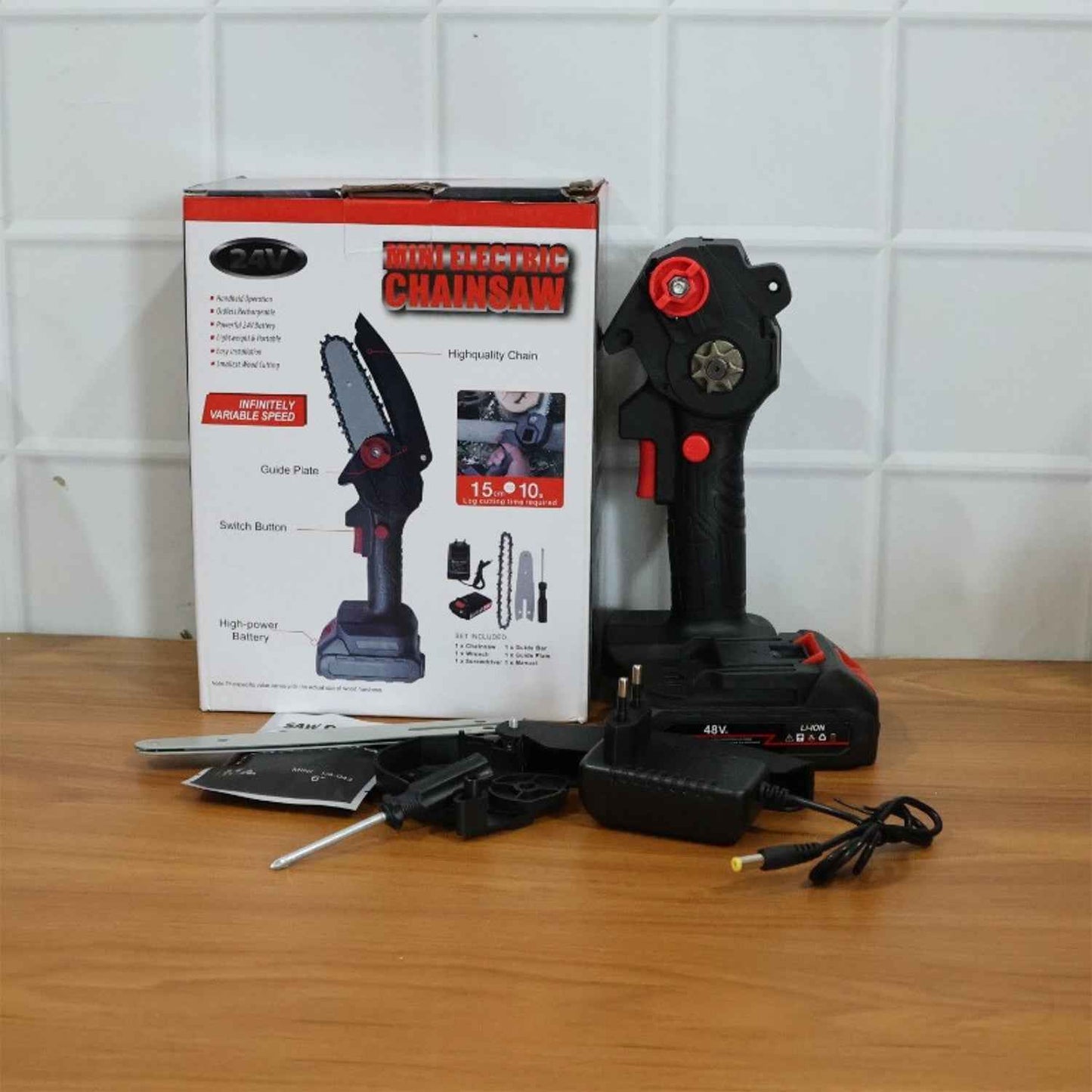 Cordless Mini Electric Chainsaw With Rechargeable Battery (1 Set)
