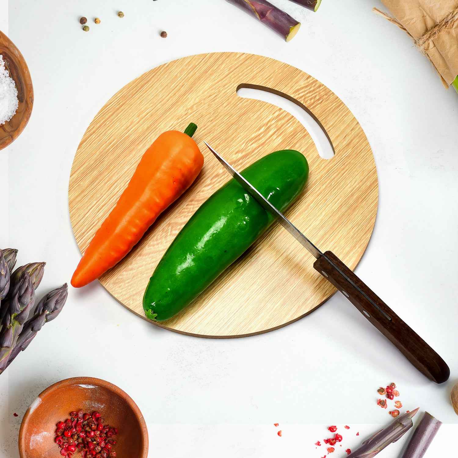 7123 Wooden Round Chopping Board  For Chopping Fruit  Vegetable