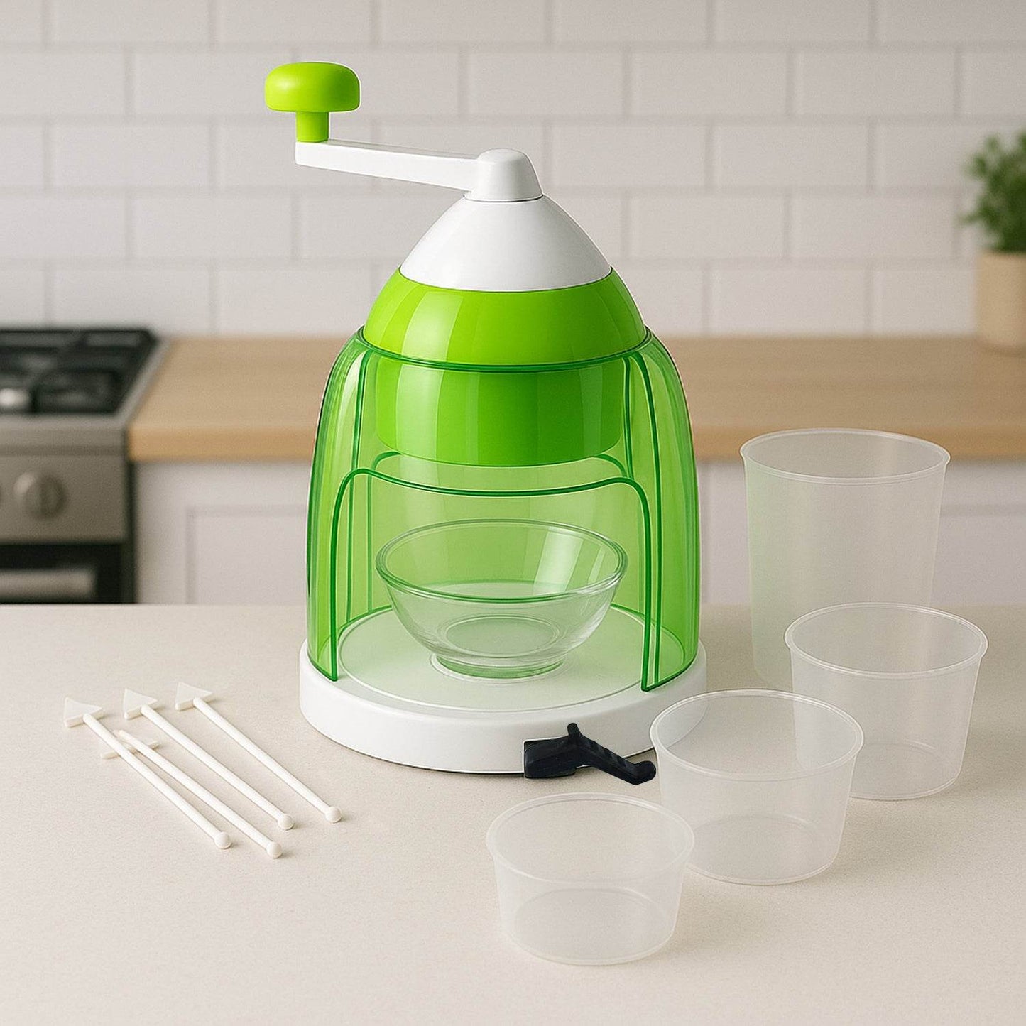 Manual Ice Crusher  Snow Cone Maker With Hand Crank - Best Deals at BeSh Deals®