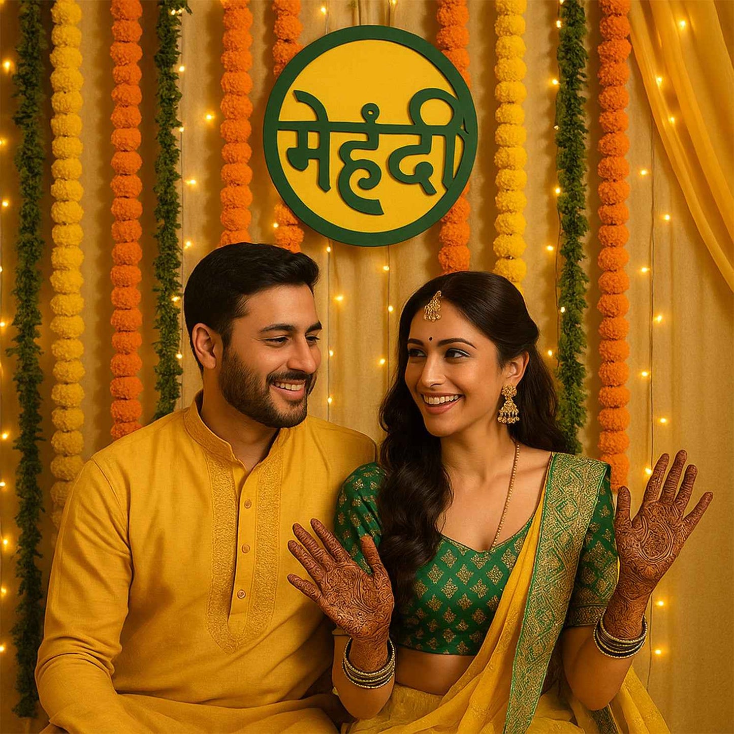 Mehndi Ceremony Wall Hanging  Backdrop Sign Name Plate (1 Pc)