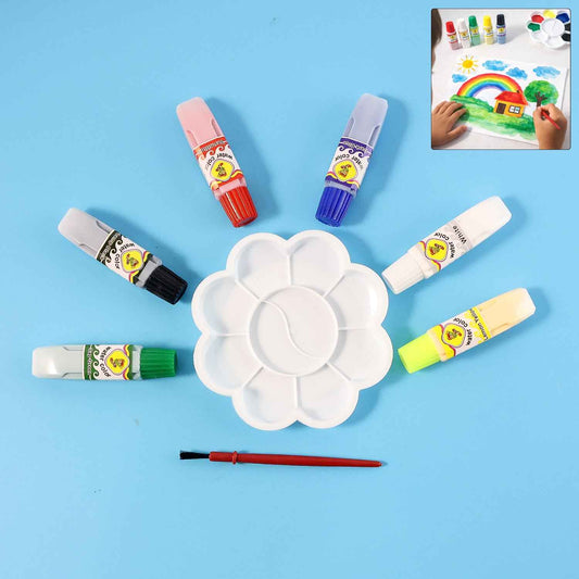 Kids Water Colour Painting Set With Brush  Mixing Palette (1 Set)