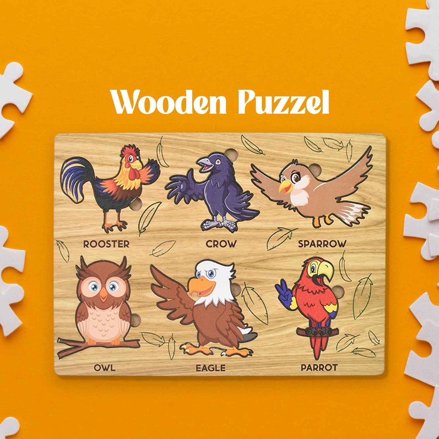 Wooden Bird Puzzle Learning Educational Board (1 Set  2820 Cm)