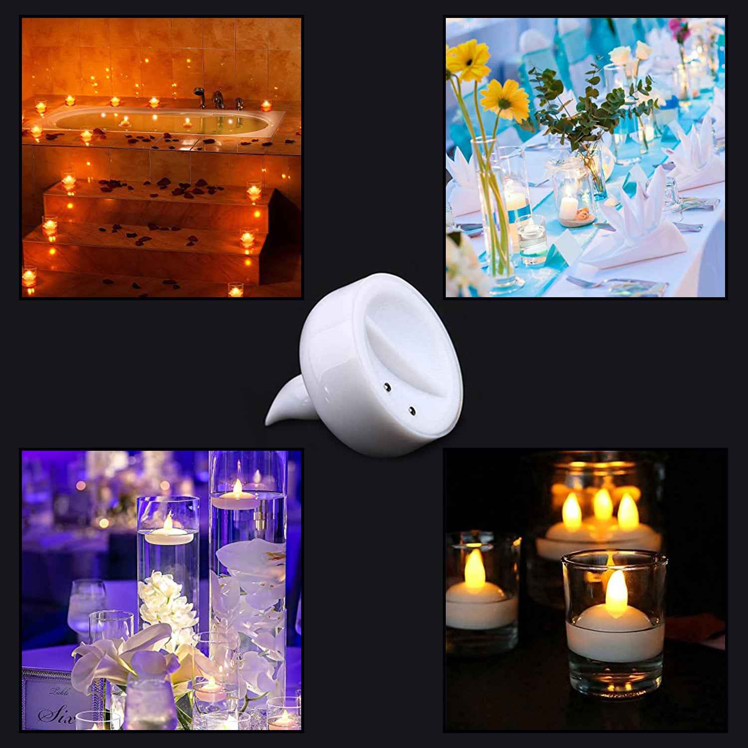 6432 Set Of 12 Flameless Floating Candles Battery Operated Tea Lights Tealight Candle - Decorative Wedding.