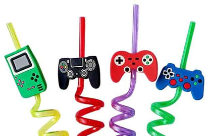 5925 Reusable Straws Are Perfect For Kids Summer Parties. Plastic Straws Reusable Drinking Straws With Cartoon Decoration For Kids Birthday Party Favorsnbspor Other Summer Celebration (4 Pc Set)